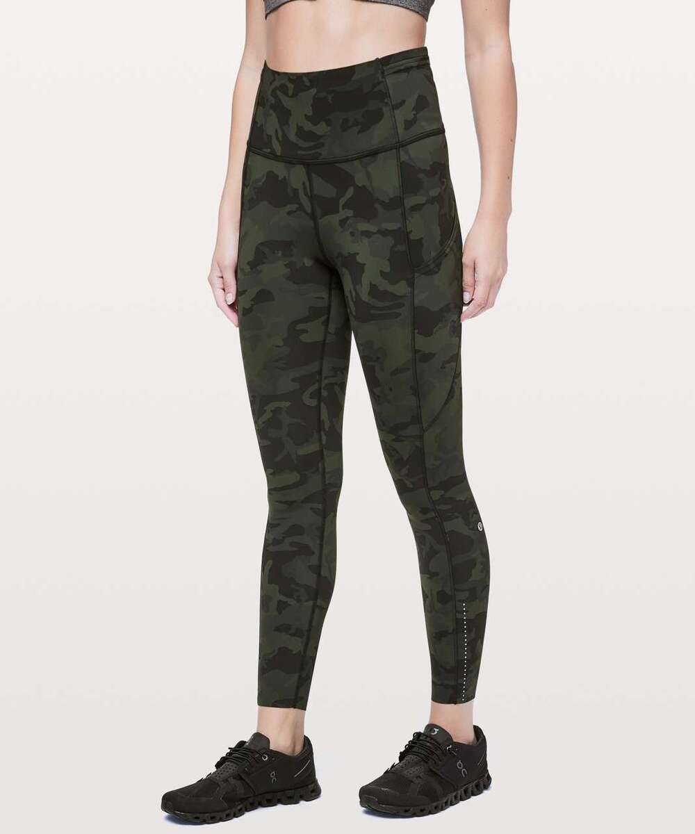 Lululemon Fast & Free Tight Size 2 Incognito Camo Multi Gator Green Run Gym